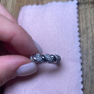 EXPRESS Twisted Silver-Tone Pave Ring- size 6